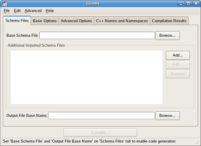 Glinmx XML C++ data binding code generator view